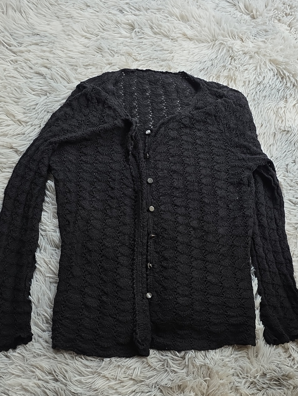 Black Knit Button-Front Women's Sweater Cardigan